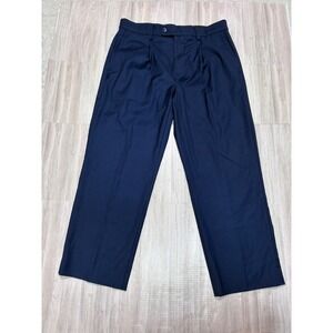 Kilburne Finch Mens Navy Blue Pleated Dress Pants Size 34W x 29 Inseam